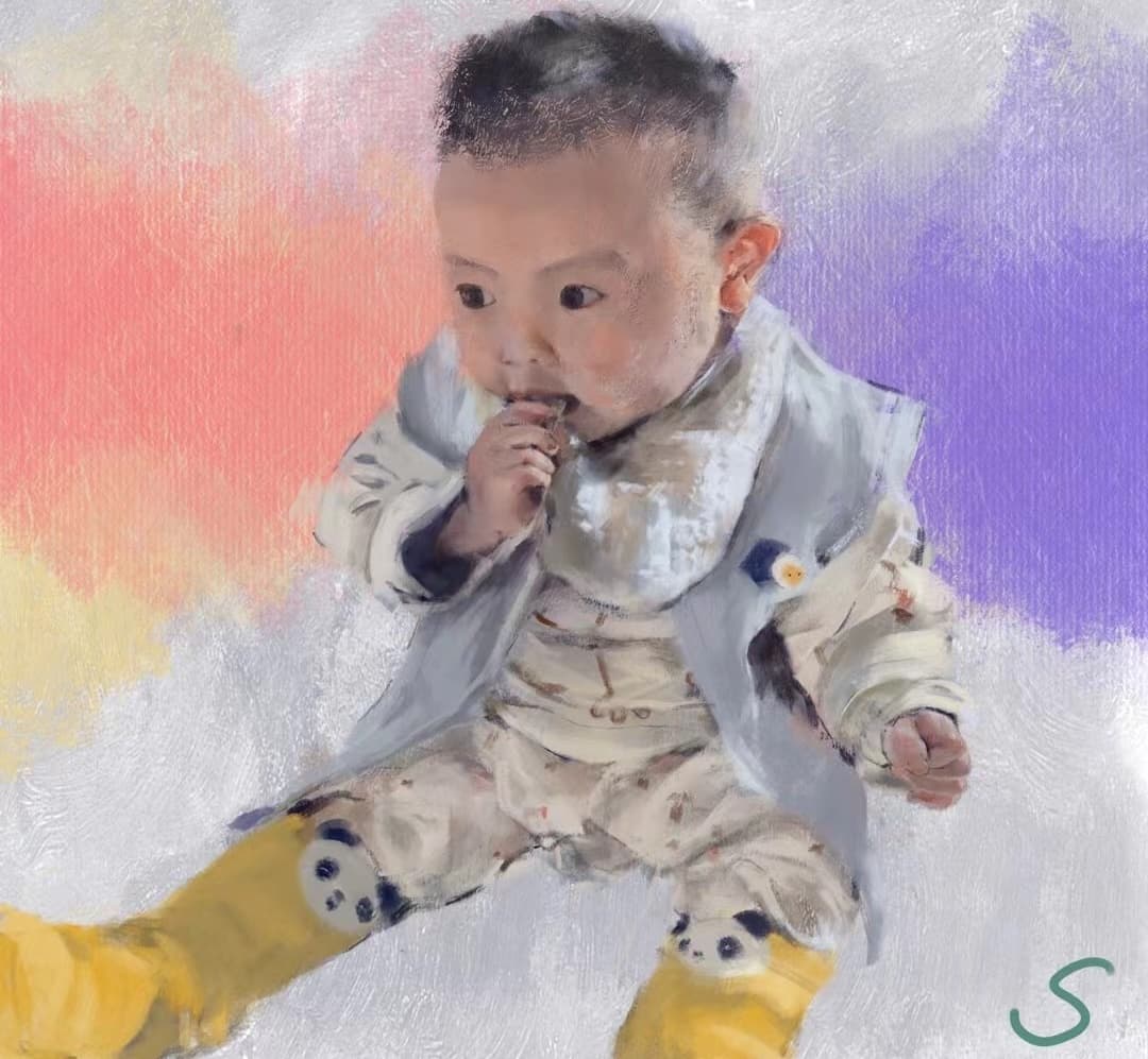 Drawing my little one on iPad